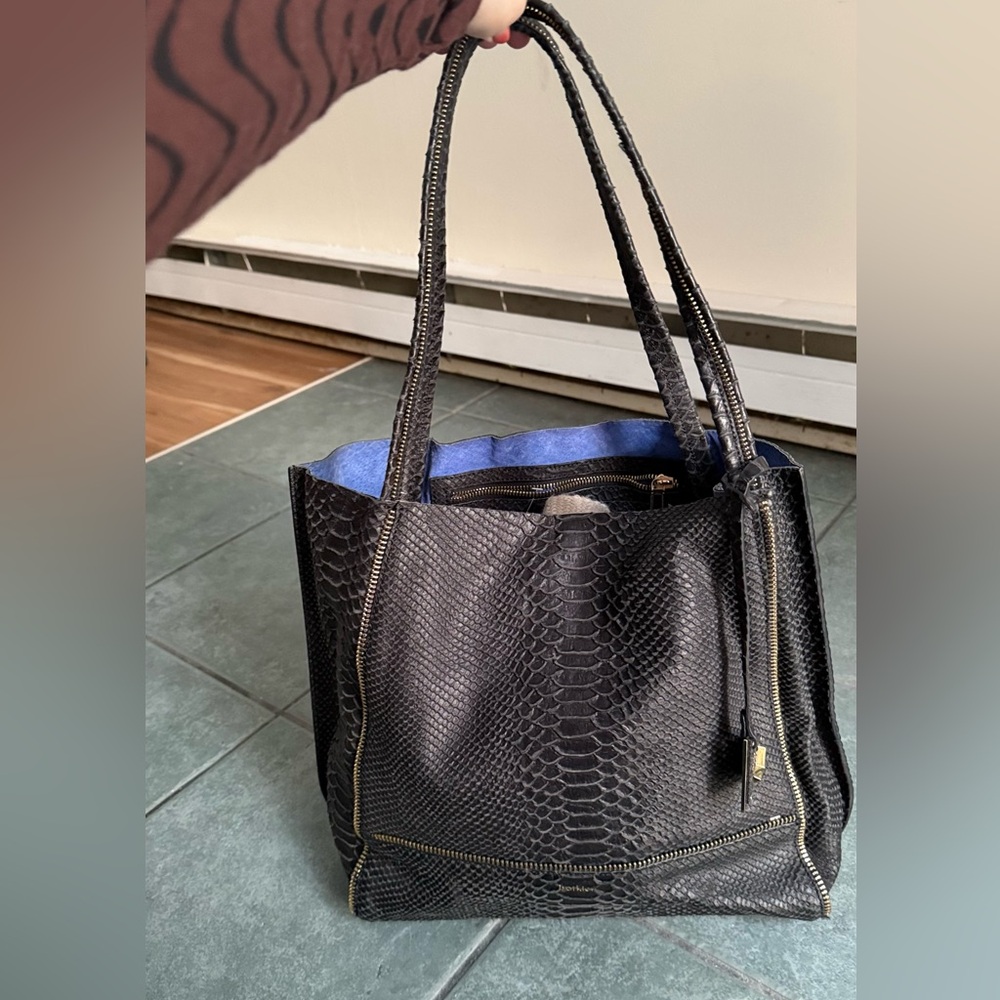 Botkier Black SoHo Python Leather Zipper Tote Bag - image 6